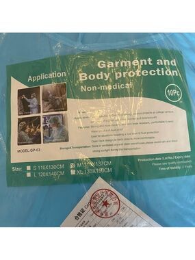 Non-Medical Body and Garmet Protection Blue Gowns 10 Pack Size Medium